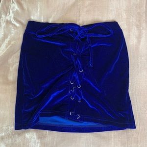 Velvet Lace Up Mini Skirt